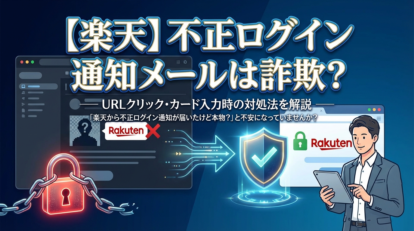 「楽天から不正ログイン通知が届いたけど本物？」と不安になっていませんか？