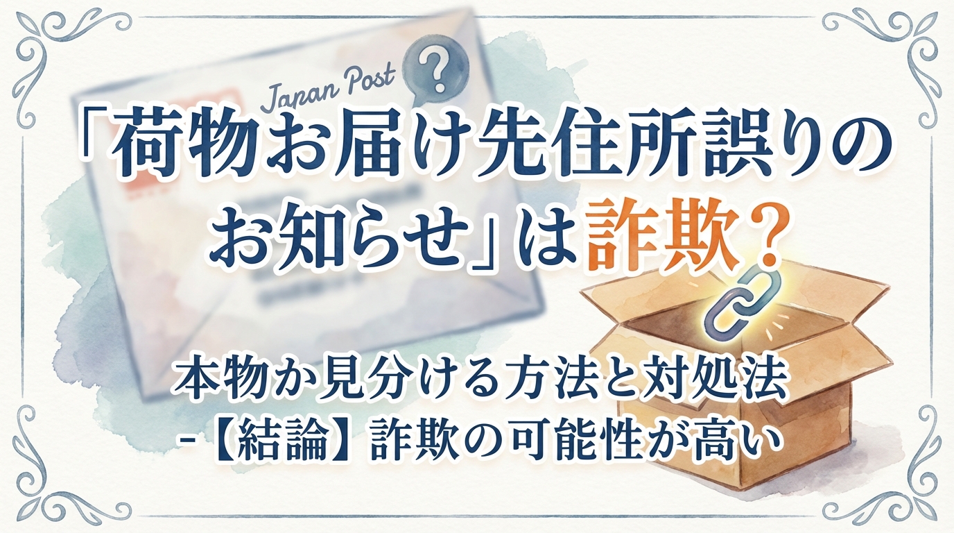 【結論】「荷物お届け先住所誤りのお知らせ」は詐欺の可能性が高い